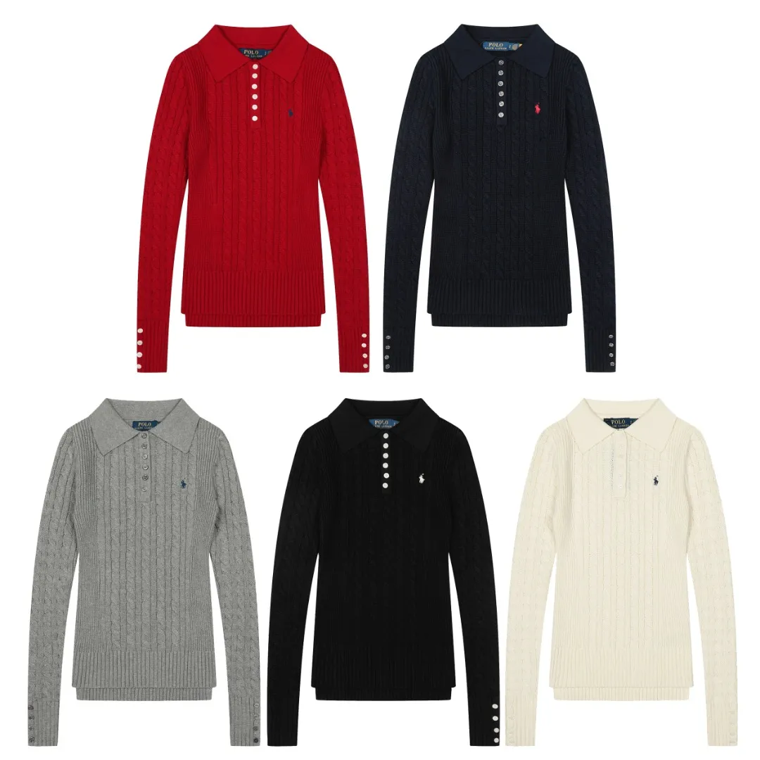 P250 top quality" Style number: DS050# (not off the shelves all year round) [Ralph Lauren lapel twist solid color basic pony embroidery logo goddess sweater] ✅Ralph Lauren Ralph Lauren goddess slim fit POLO lapel twist knit open chest autumn and winter sweater ✅Main supplier platform live broadcast Wholesale entity Wholesale entity Replenish when out of stock Not off the shelf ✅ZP quality 1:1 version Scan the code to enter the GF website Counter quality ✅Details and quality are the only one in Guangzhou. Imported quality cotton yarn, focusing on high-end, cost-effective, good quality needless to say. ✅Restore the original version. The maximum size can be worn up to 150 pounds. Loose, comfortable and stress-free. ✅The upper body is simple and easy to put on. A must-have for goddess ootd. Good-looking clothes are never picky. A must-have in the goddess's wardrobe. Size: S-XL. Color: black, milky white, gray, navy blue, burgundy.